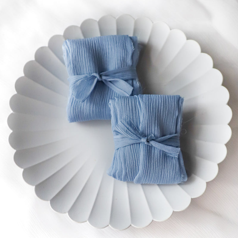 Crinkle Silk Ribbon | Sax Blue