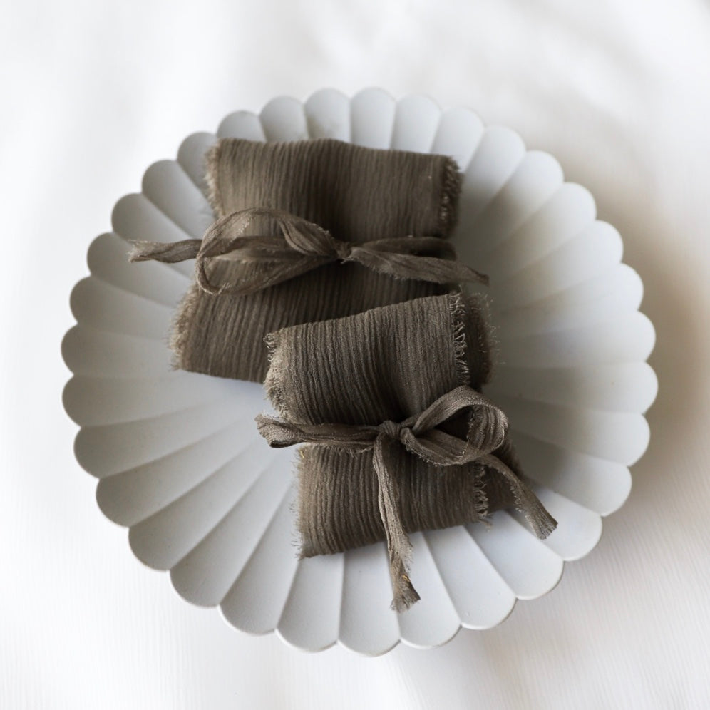 Crinkle Silk Ribbon | Khaki(カーキ)