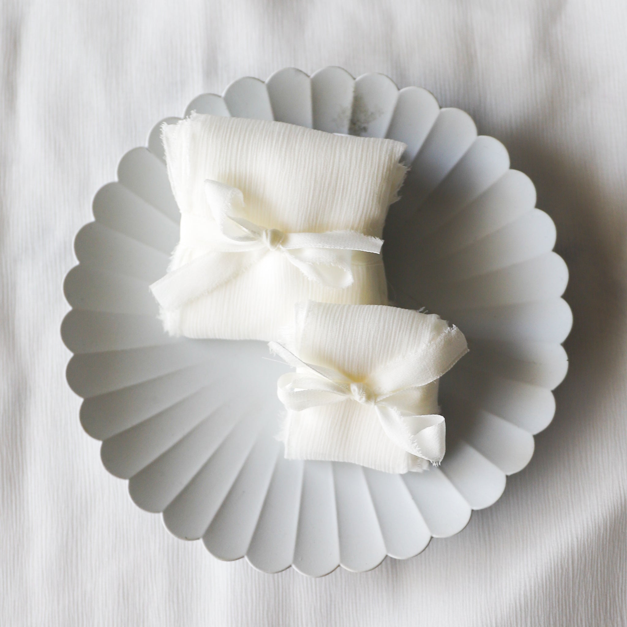 Crinkle Silk Ribbon | Pure White