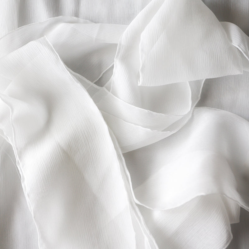 Crinkle Silk Ribbon | Pure White